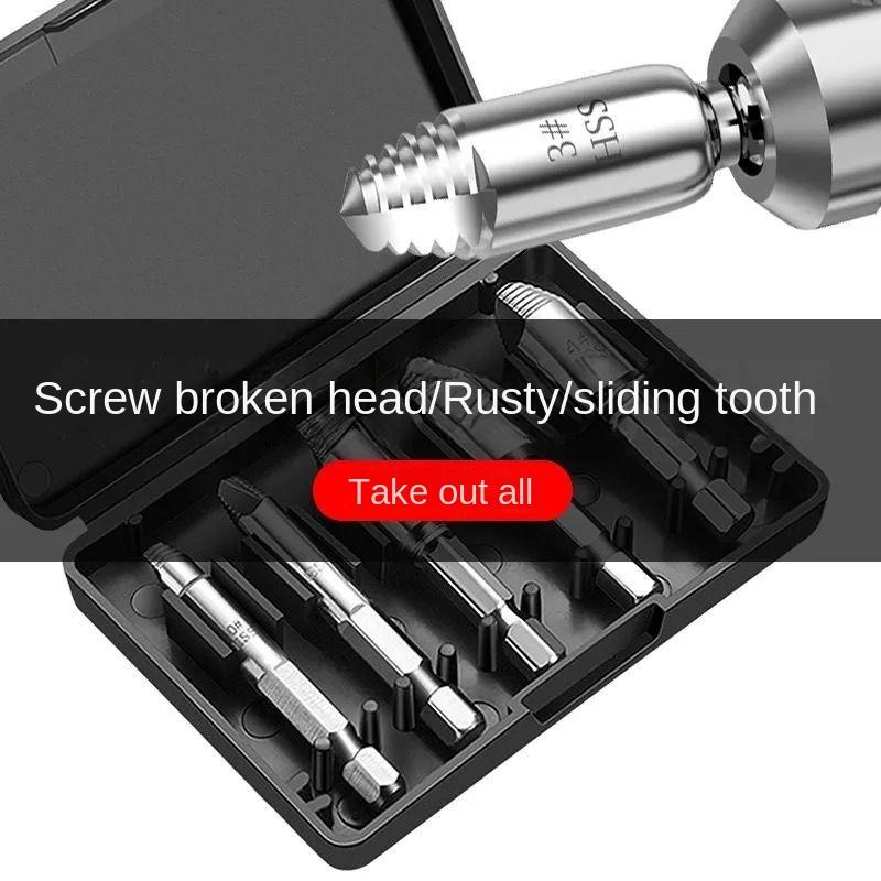 Screw Extractor, Universal Cutting Head Screw Tools, Slippery Screw Removal Broken Wire Extractor.