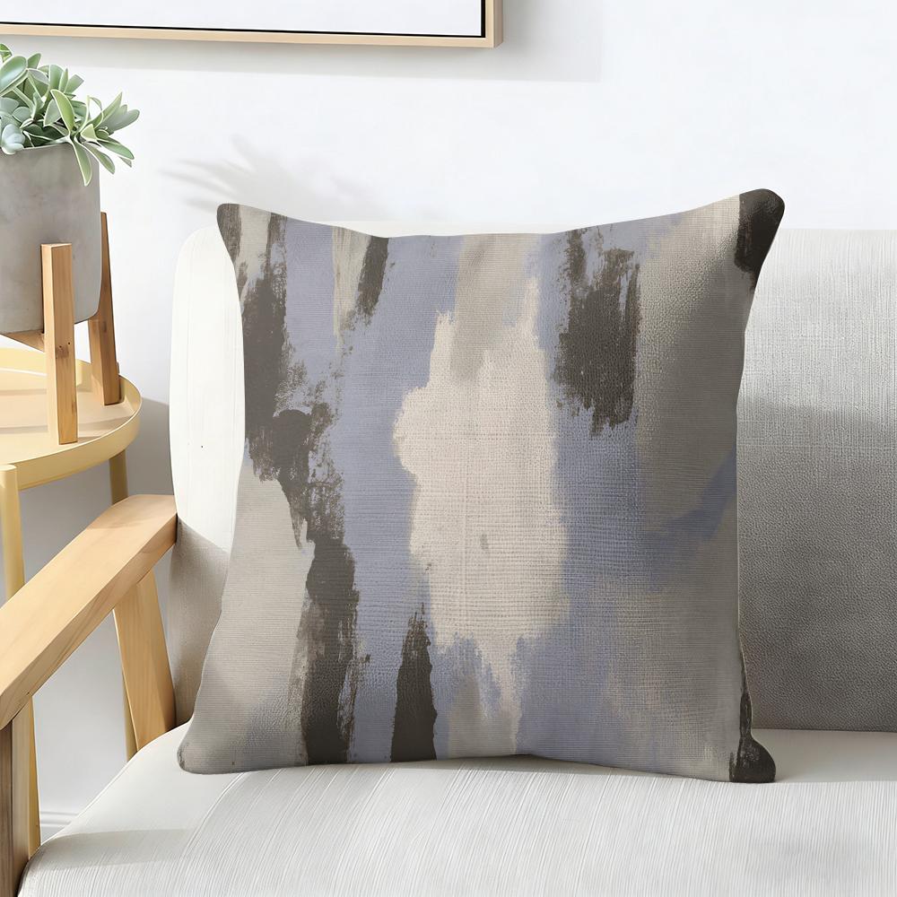 Blue Modern Gradient Design Cushion Cover Natural Linen Organic Fabric Double-Sided Printing Breathable Perfect For Home Decor
