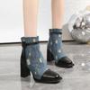 2024 Осень/Зима Популярные Модные Женские Сапоги Новые Модные Квадратные Головки Молнии Боковые Высокие Каблуки Универсальные Модные Женские Сапоги