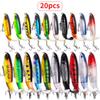 20pcs/set 13g/35g Topwater Fishing Lures Set of 20 Popper Bait with 3D Eyes ABS Plastic Hard Baits for Bass Pike
