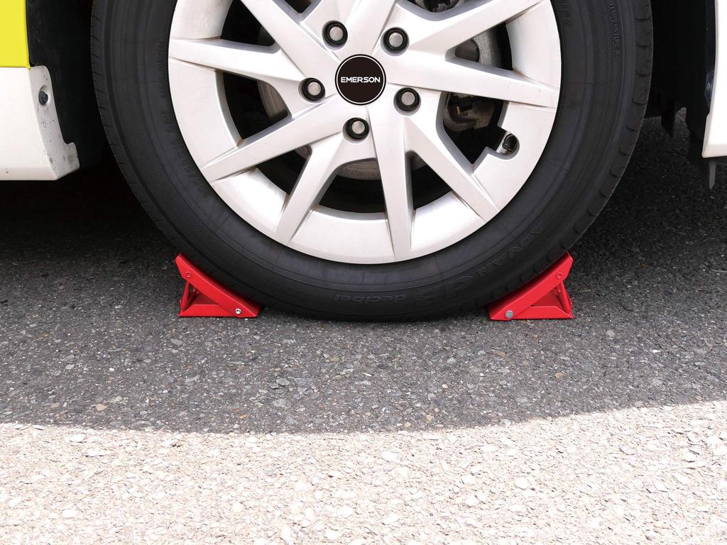Emerson EM-353 Folding Tire Stopper, 1 Pack, Red, Steel, Compatible with Light Cars, Regular Cars, RVs, 1 Box