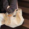 2025 Solid Color Casual Versatile Women's Shoulder Bag Women's Korean Version Large-capacity Student Portable Class Commuter Tote Bag
