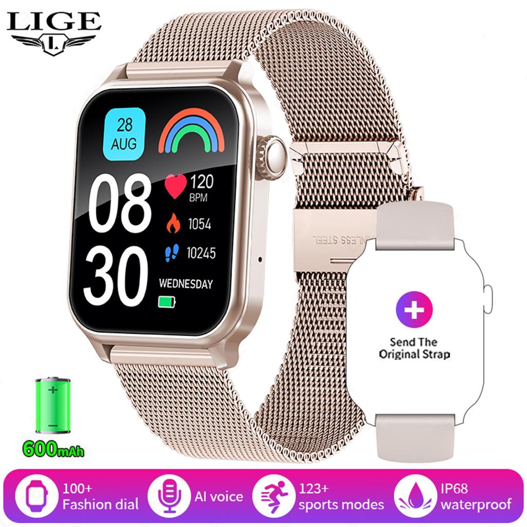 LIGE 2025 Смарт-часы IPS HD экран 600 мАч большая батарея Смарт-часы Bluetooth вызов IP68 водонепроницаемый монитор сердечного ритма спортивный фитнес-трекер