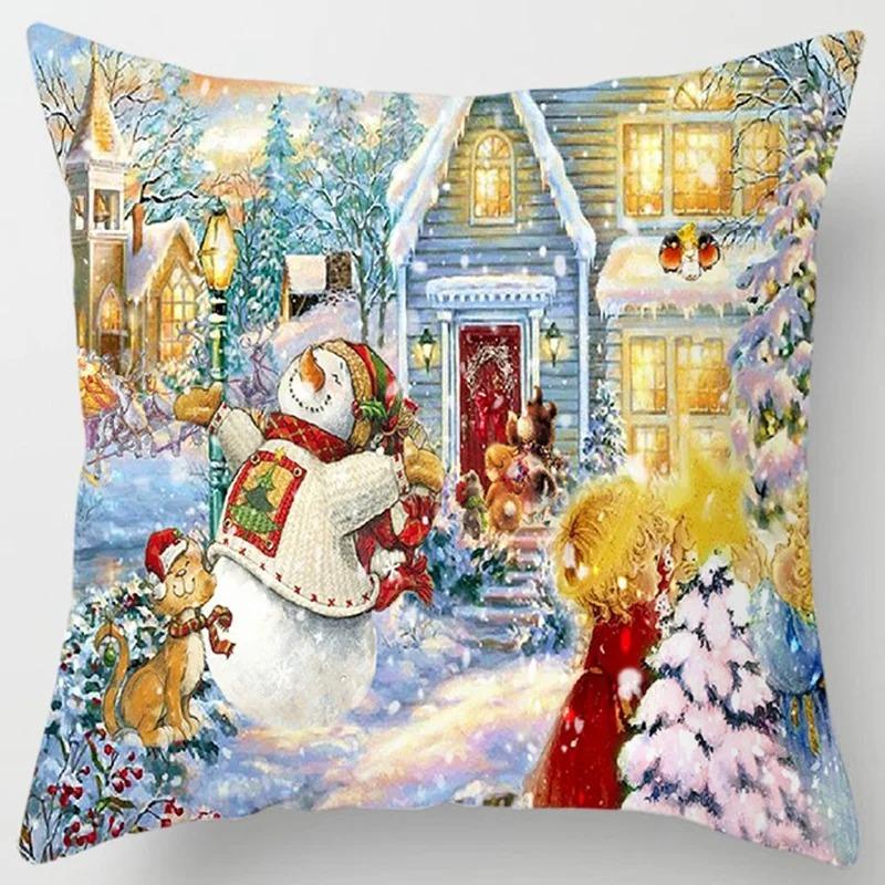 Наволочки с рождественской тематикой Аксессуары для автомобиля Офис Санта-Клаус Гостиная Диван Домашние наволочки