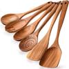 Otoye Healthy Cooking Utensil Wooden Cooking Natural Hardwood Spatula and and Safe Kitchen Cooking Spoon Kitchen Tools Kitchen Utensil Set Piece Set,