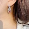 Sparkling High Grade Water Drop Ruby Earrings For Women Fashion Charms   Diamond Inlaid Fan Earring Banquet Jewelry