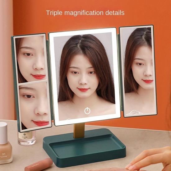 72 Зеркало для макияжа со светодиодной подсветкой и косметическим зеркалом для спальни Яркое увеличительное зеркало со светодиодной подсветкой Косметический туалетный столик