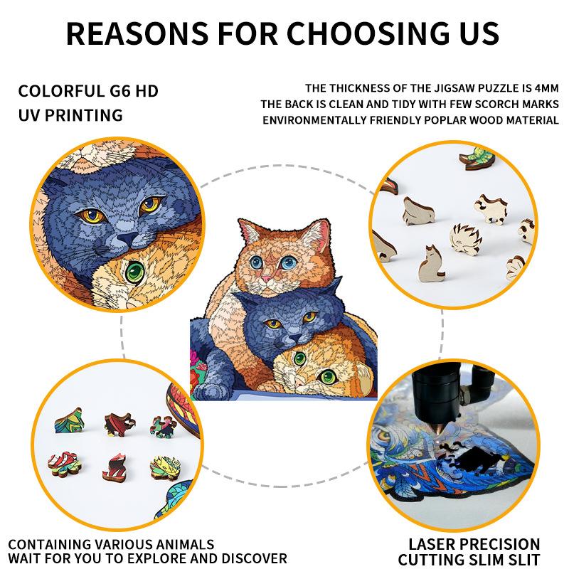 Colorful Elephant Rabbit Butterfly Wooden Puzzle 3D DIY Game Gift for Adults Kids Educational Toy Shape Board Set