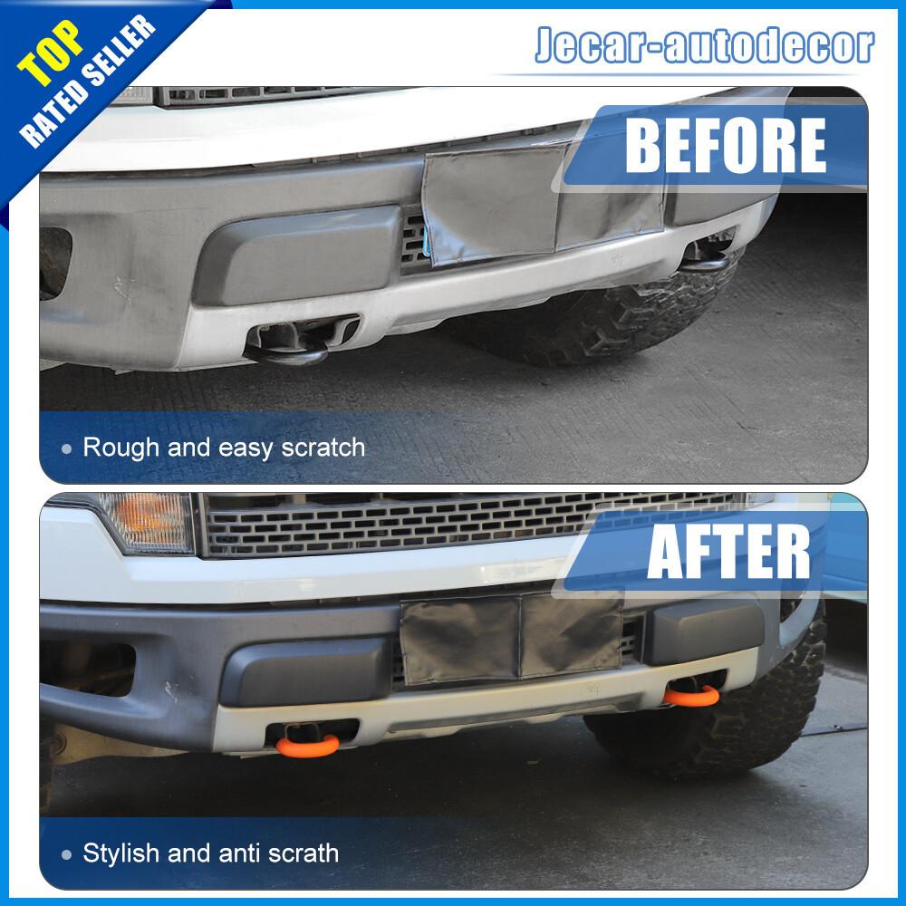 2PC Orange Tow Hook Cover TPE Front Bumper Protector Trim For Ford F150 2009-23