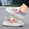 Children's Fashionable and Convenient Velcro Casual Sports Shoes Thick Soled Height Increasing Casual Board Shoes White Shoes