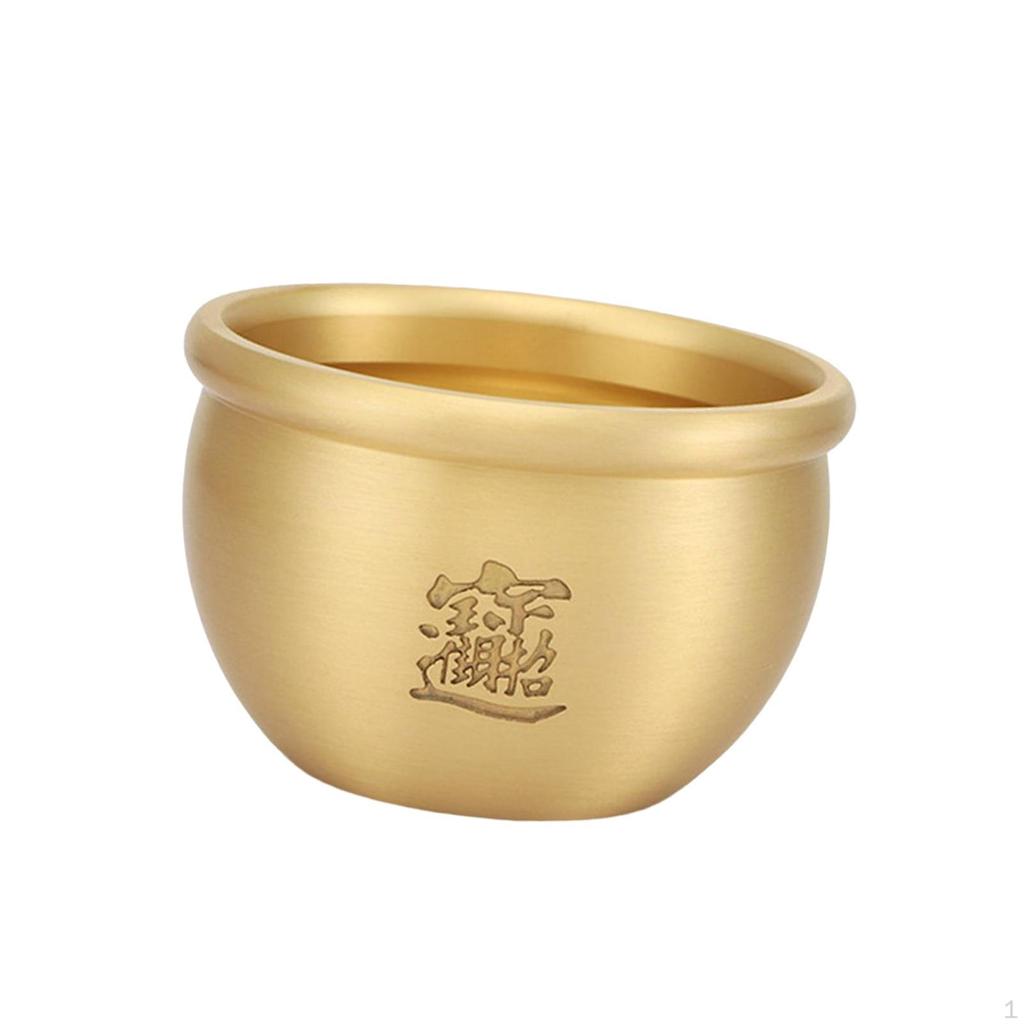 Bai Fu Golden Treasure Basin Statue Decorations Chinese Box Wealth Fruit Money Pot Copper