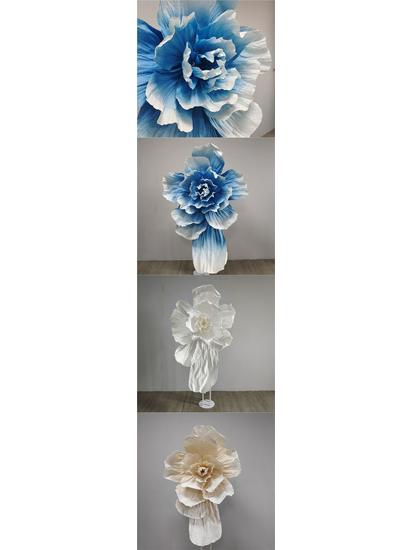 Большое свадебное бумажное цветочное украшение - Плиссированные пластиковые цветы для фона отеля, Гигантские бумажные цветы для фотосессии, Готовое изделие