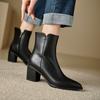Fashion 2024 Autumn Women Boots Pointed Toe Chunky Heel Shoes for Women Concise Zipper Ankle Boots Chelsea Western Boots High Heels