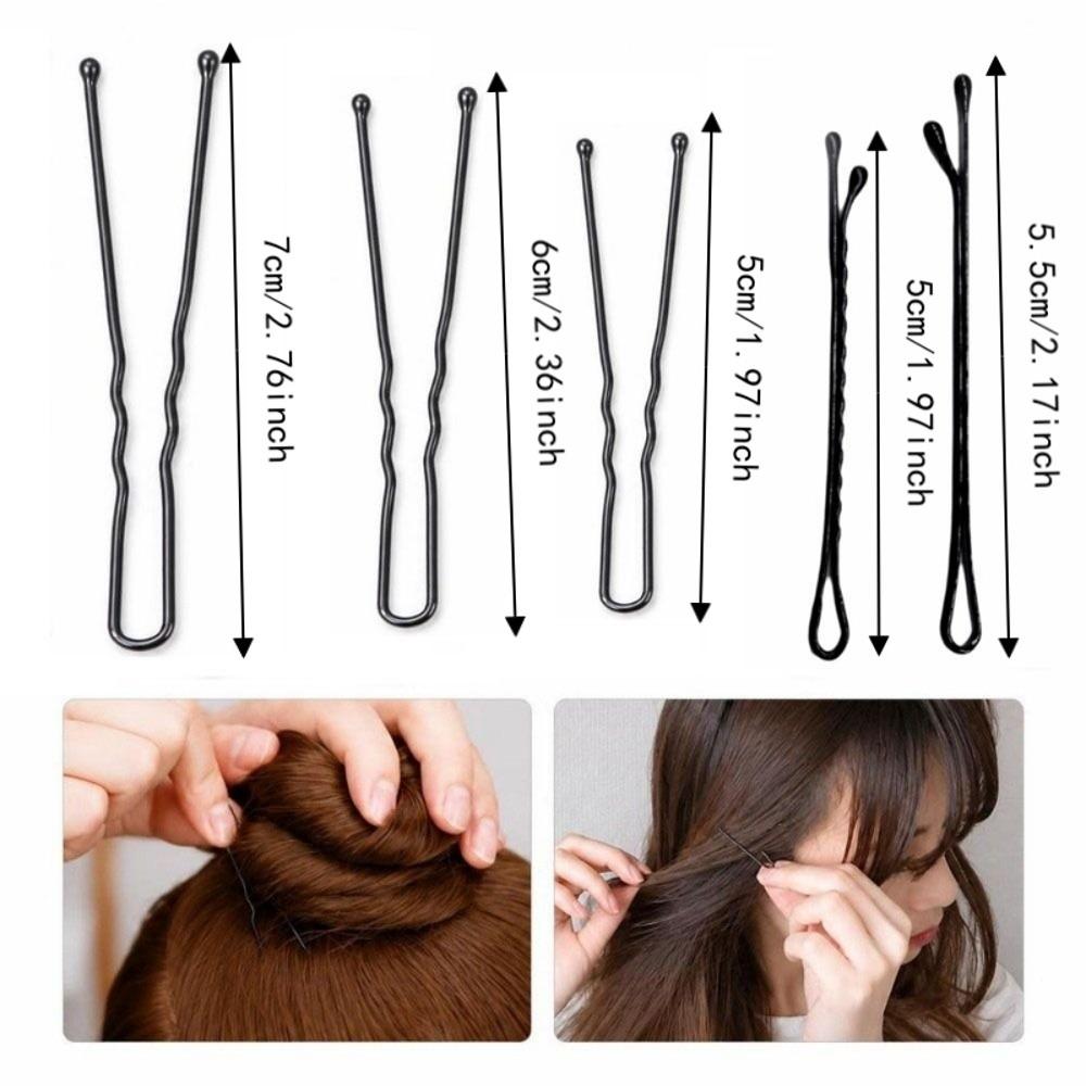 Metal U-Shaped Bobby Pin Invisible U-Shaped Hairpins Black Wave Barrettes Girls