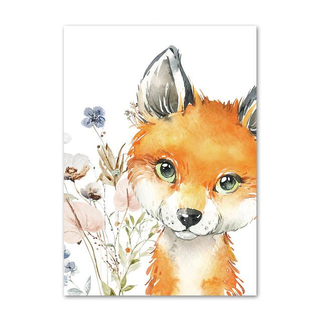 Personalized Poster Baby Name Custom Canvas Painting Print Lion Elephant Raccoon Rabbit Wall Art Decoration Kids Bedroom Picture