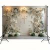 A floral cross and white floral background cloth, no electricity required, suitable for weddings