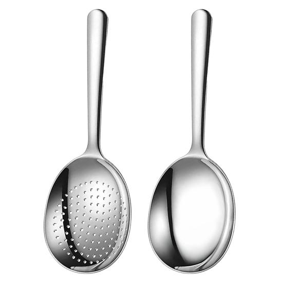 Stainless Steel Slotted Spoon Serving Soup Rice Serving Spoon Mirror Polished Ladles Heat-resistant Handle Kitchen Utensil