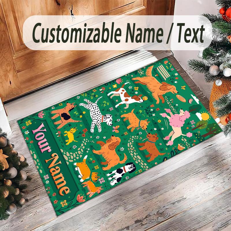 Animals Theme Crystal Velvet Floor Rug Personalized Custom Name Text Warm Carpet Home Decoration