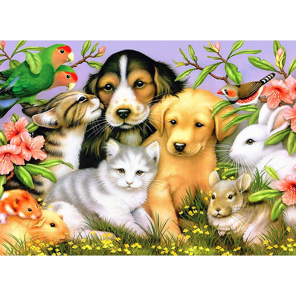 5D DIY алмазная живопись животное кошка собака набор для вышивки крестом полный круглый алмаз вышитая мозаика художественная картина украшение со стразами