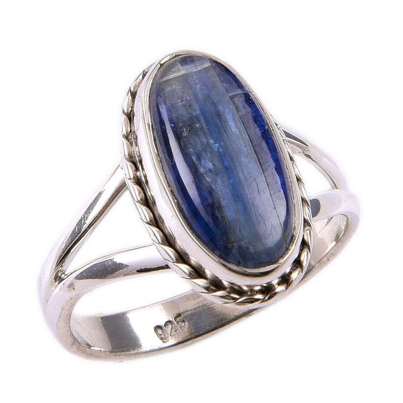 Подарочное кольцо из чистого серебра 925 пробы с натуральным кианитом ручной работы S.6 h7n54