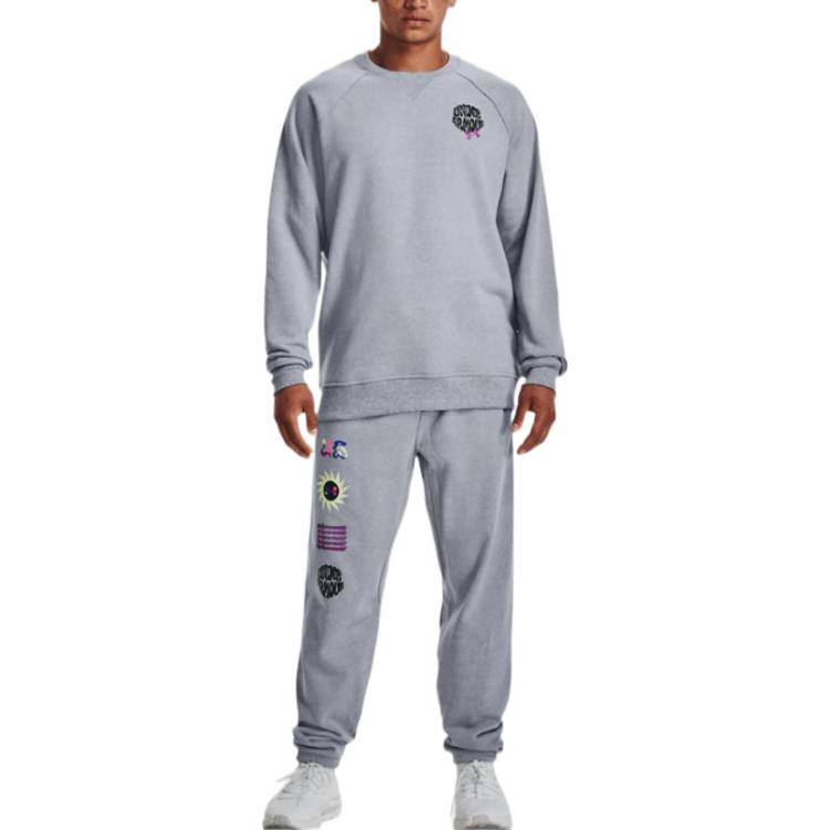 Under Armour Толстовка с круглым вырезом и буквенным принтом, мужская толстовка серая 1373837-035