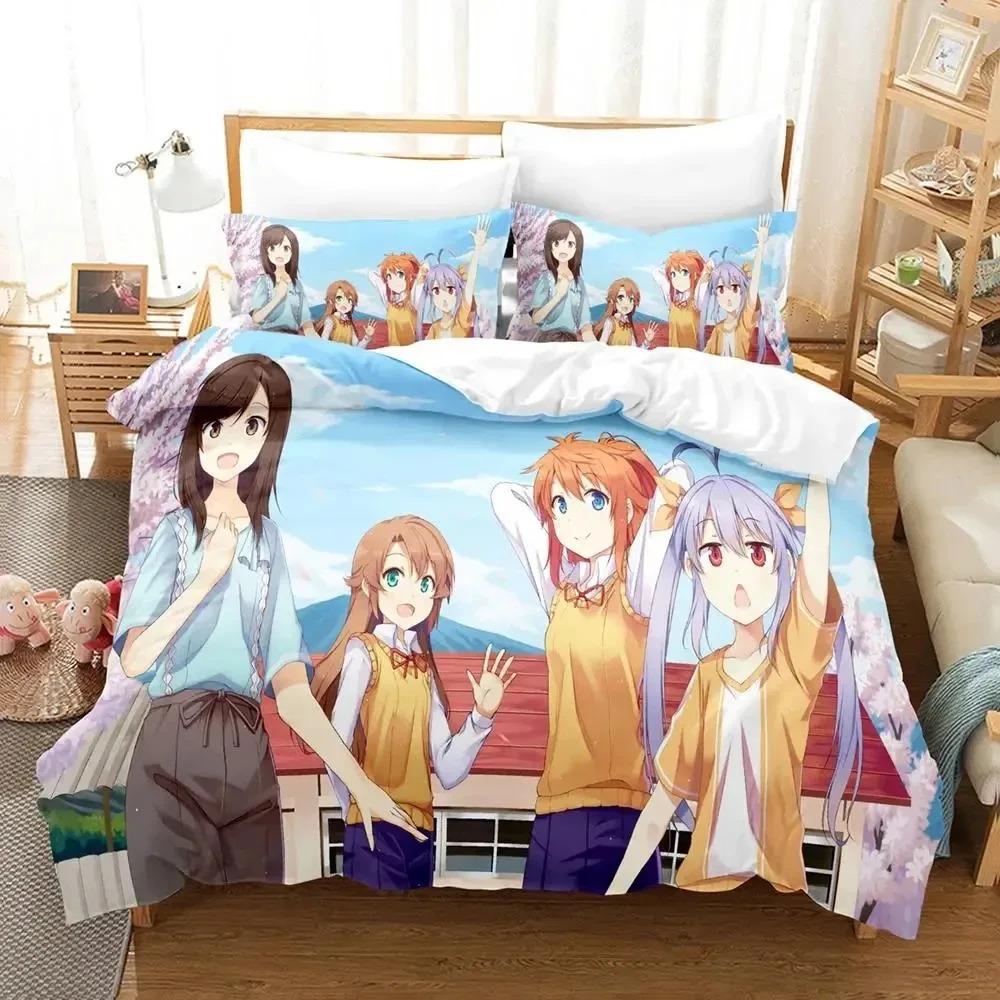 3D Печать Аниме Non Non Biyori Комплект Постельного Белья Пододеяльник Размер King Queen Мальчики Взрослые Мягкое Одеяло Наволочка