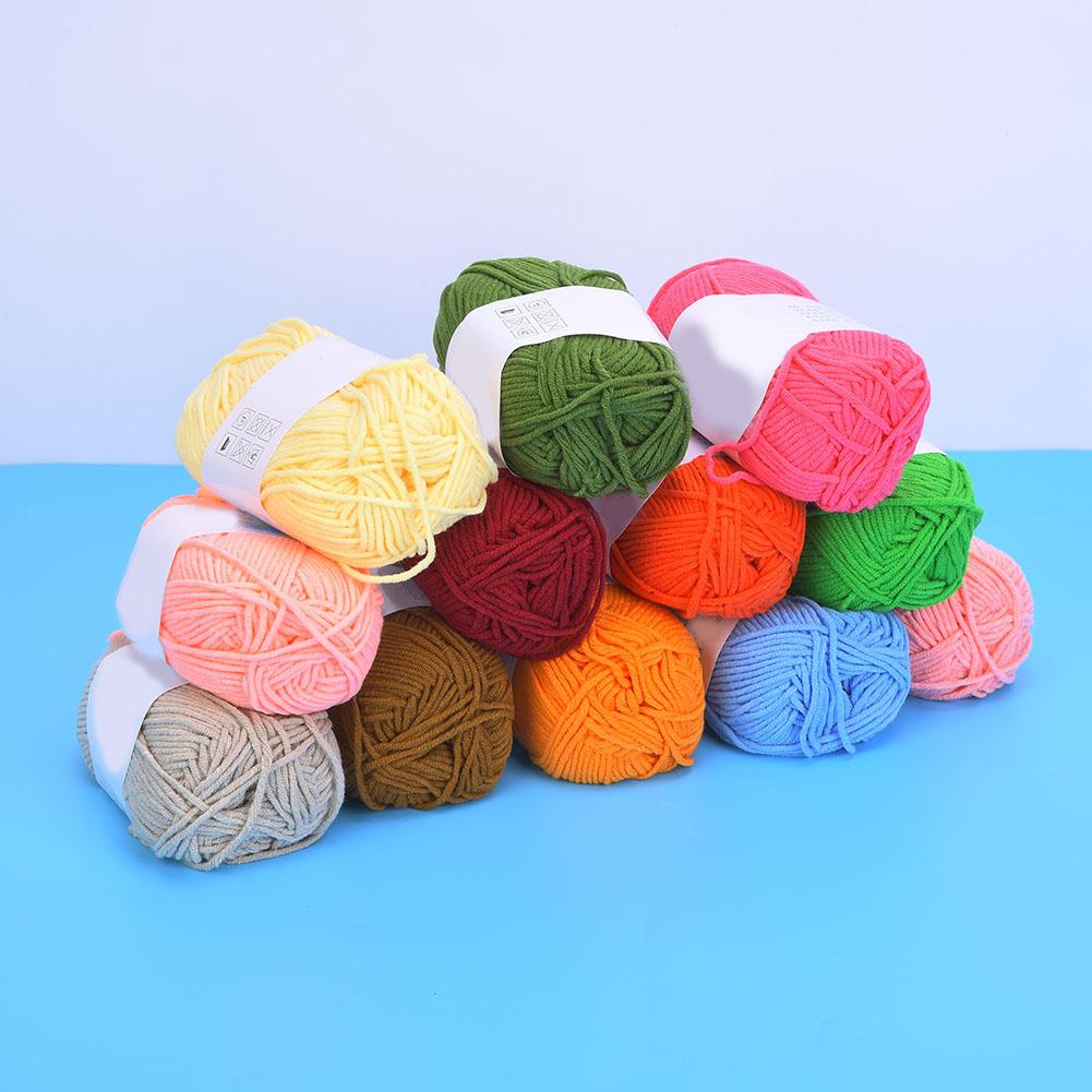 12 Colors Milk Cotton Yarn Crochet Cotton Knitting Thread Soft Warm Baby Yarn