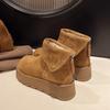 Модные зимние новые ботинки на толстой подошве, женские модные ботинки с круглым носком из замши на молнии сзади, нескользящие износостойкие короткие ботинки