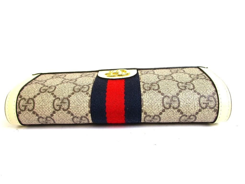 Оригинальный кошелек GUCCI GG Ophidia из белой кожи с веб-полосой, размер Continental #b142 Открытая коробка