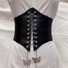 Female Korean Dress PU Leather High Waist Cummerbunds Waist Belt Female Waistband Butterfly Chain