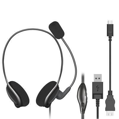 Гарнитура ELECOM с шейным ободом и USB-подключением, микрофонная стойка, USB-кабель-переходник в комплекте, бинауральный, черный, тип C HS-NB05UCBK