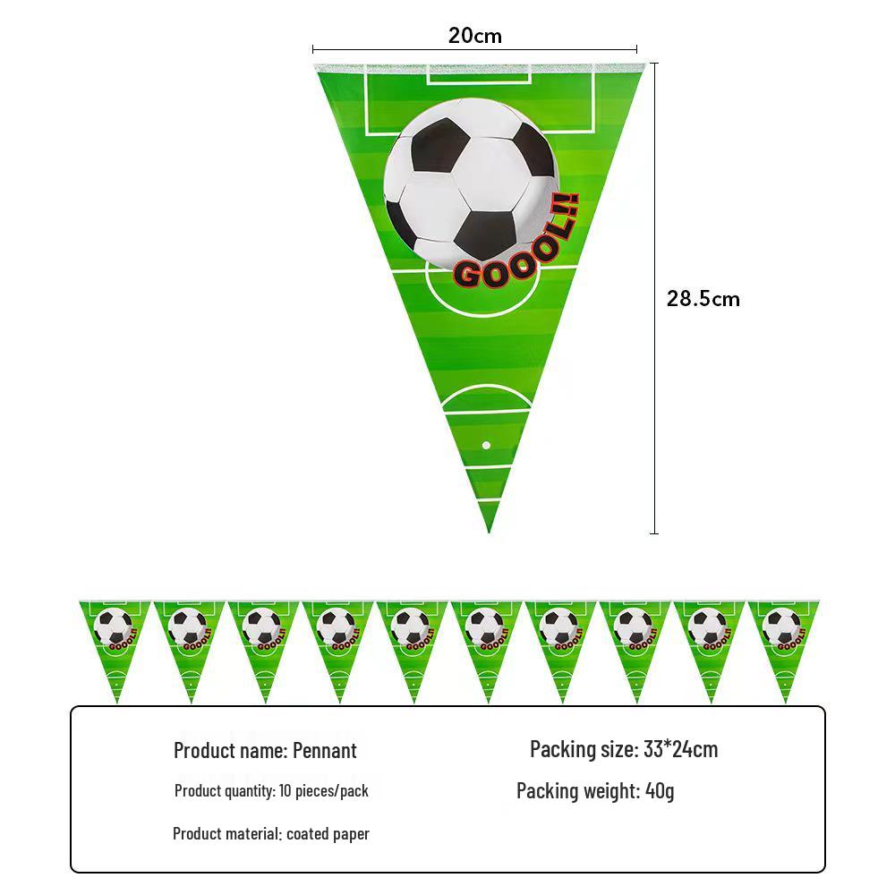 Набор декора для футбольной вечеринки в честь дня рождения: Тарелки, Чашки, Скатерть, Столовые приборы, Фон, Баннер и Воздушные шары.