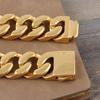 32mm Waterproof Gold Color Stainless Steel Metal on Hand Bracelets for Man Curb Cuban Link Chain Hip Hop Wristband Bangle Jewelry Men