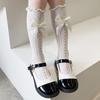2Pcs Girls Socks Wavy Lace Hollow Mesh Lovely Good Breathability Comfortable Wear Spandex Bowknot Design Japanese JK Socks Party Supply