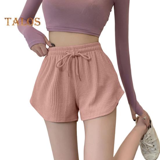 Женские летние спортивные шорты с эластичным шнурком и высокой талией, свободные однотонные мягкие быстросохнущие дышащие женские мини-шорты для бега с резинкой