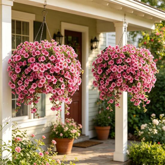 UV Resistant Artificial Petunias Flowers Outdoor Fake Flowers for Patio Porch
