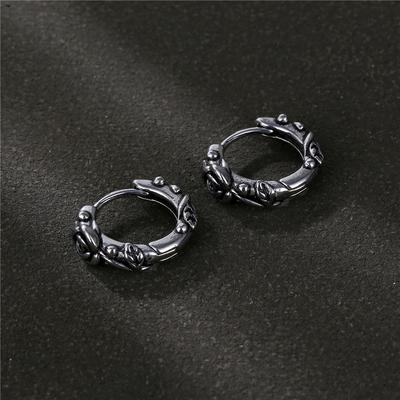 Серьги-гвоздики из розовой титановой стали Европейские и американские серьги Серьги с персонализированным дизайном Ретро Темный холодный стиль