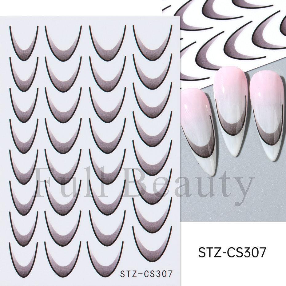 Nail Art Sticker French Smile Line Silver Glitter Diy Corrugated Line Adhesive Nail Sticker