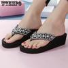 Slope-heeled Slippers Women's Rhinestone Clip Feet Eva Beach Wear Sandals Summer Fashion Holiday Flip-flop