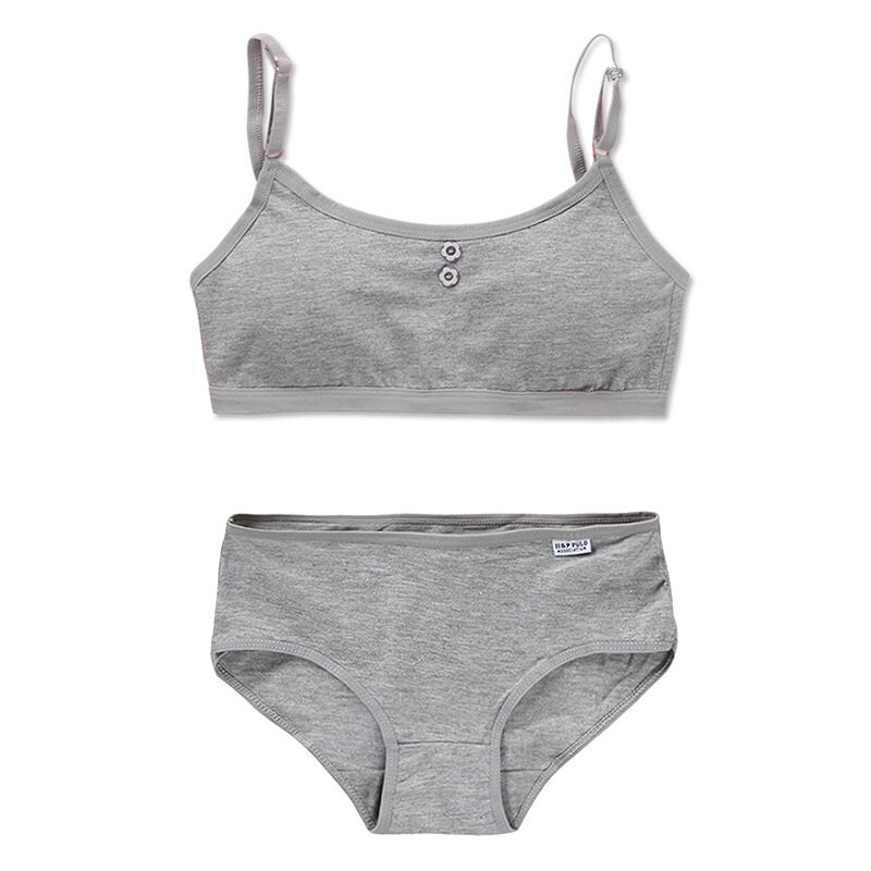 Комплекты бюстгальтера и трусиков для девочек-подростков, хлопковый бюстгальтер с подкладкой и трусики
