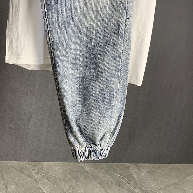 Мужские модные узкие джинсы-шаровары в корейском стиле - повседневные осенние брюки свободного кроя Nine-Point