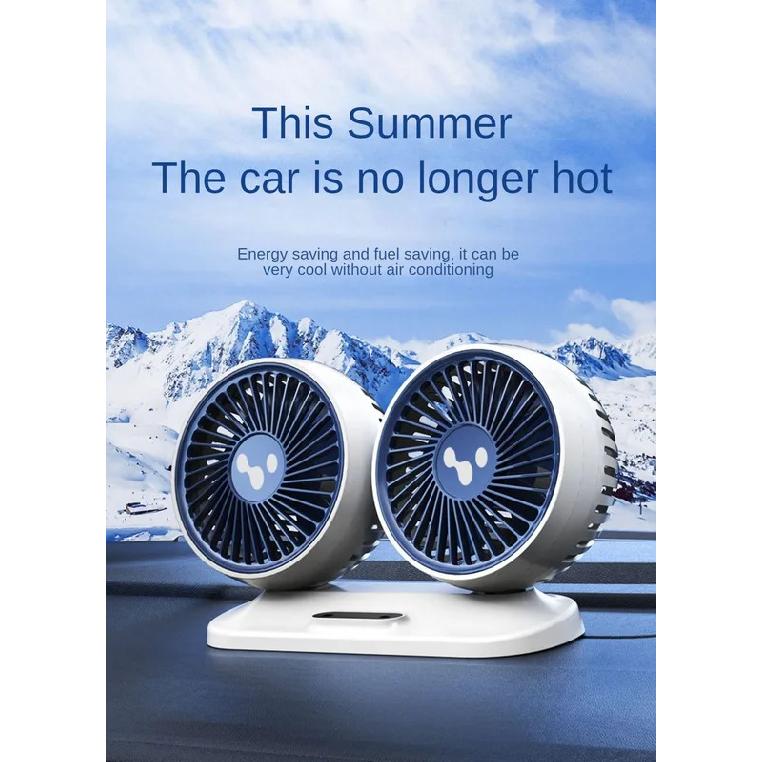 LEIBOO Car USB Fan Dual Head Cooling Air Fan Independent Switch 3-Speed 360 Degree Adjustable Auto Fan Car Electrical Appliances