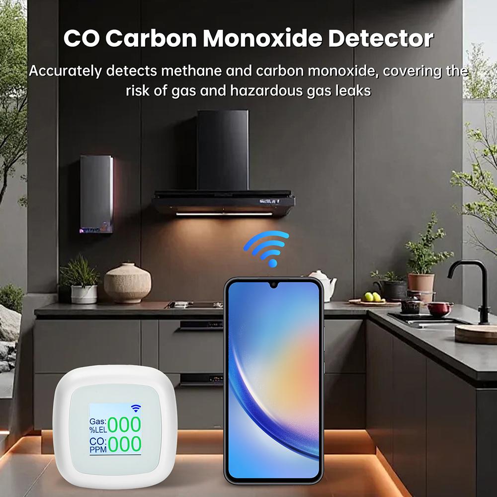 Детектор угарного газа CO, детектор горючих газов, DC 5V, WIFI, интерфейс Type C, экран TFT 1,4 дюйма