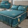 Cotton Brushed Fitted Bed Skirt Two-in-One Thickened Quilted Removable Cotton Bedspread Three-Piece Bedding Set