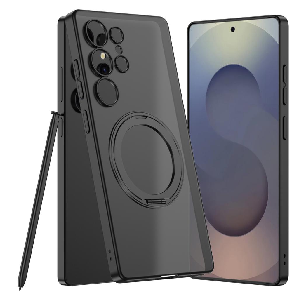 For Samsung Galaxy S25 Ultra Case Rotating Kickstand Translucent Matte PC+TPU Phone Cover Compatible with MagSafe