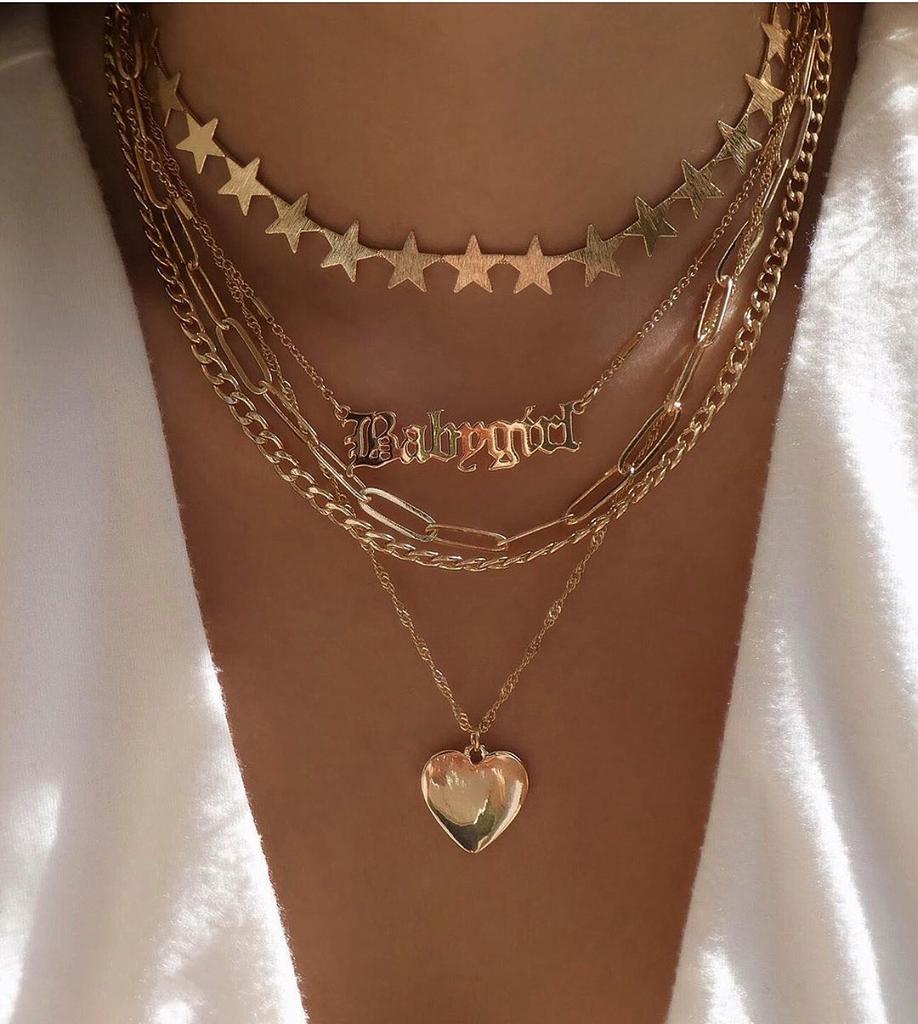 Многослойное ожерелье-цепочка, крутой замок, готические аксессуары, колье в стиле гранж, Fairy Core, 2000-е, эстетическое ювелирное изделие Y2k E Girl