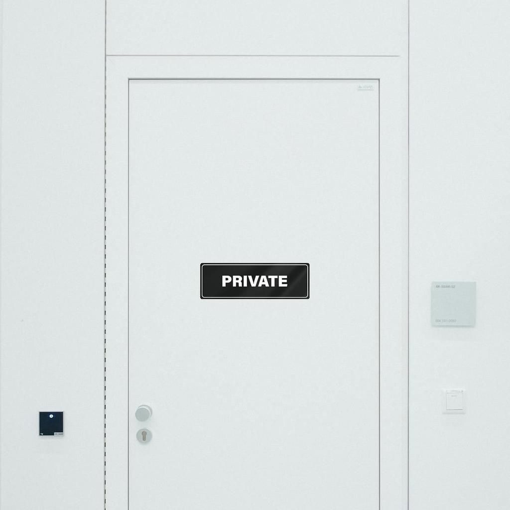 Private Sign Acrylic 9 x 3 Inches Self-Adhesive Waterproof Plastic Door Wall Sign for Business Office 4 Pack