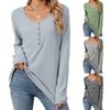 2024 Autumn/Winter New Round Neck Button Loose Long Sleeve Striped T-Shirt Top For Women
