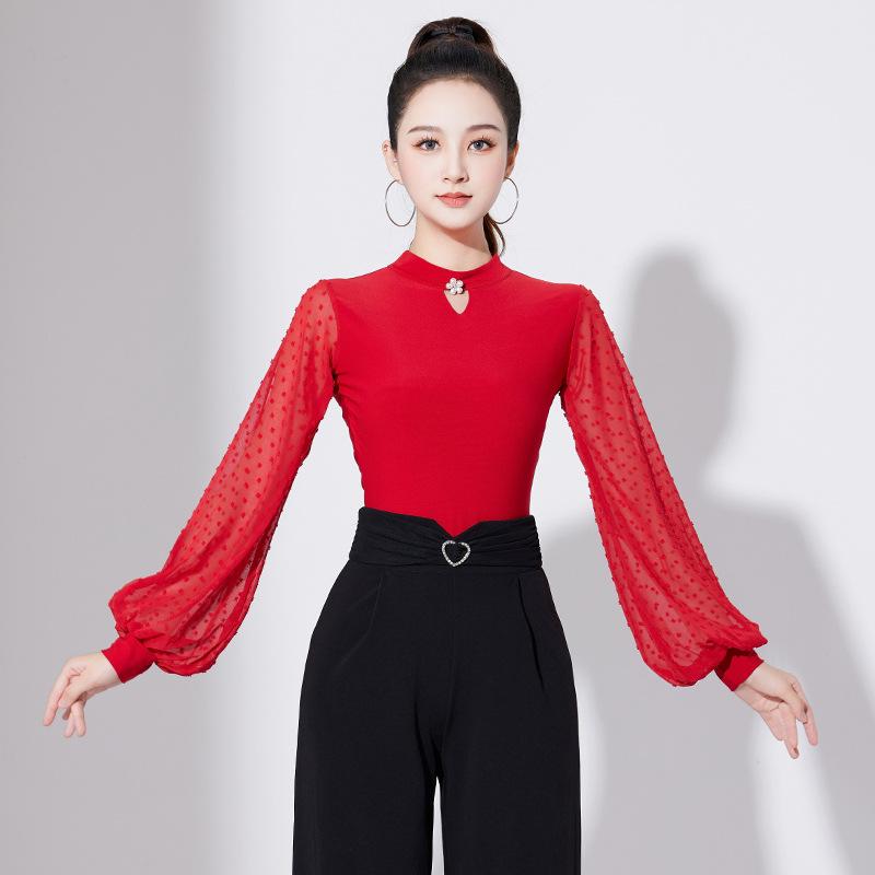 Женский современный комбинезон с рукавами-фонариками, защитой шеи и высоким воротником - танцевальная одежда National Standard