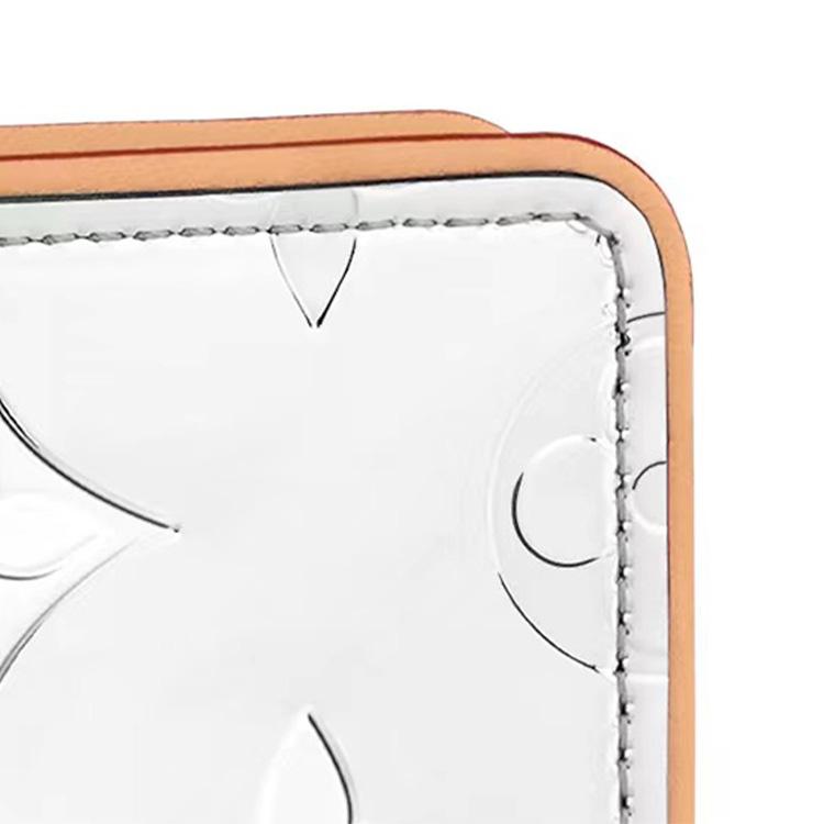 Louis Vuitton Тонкая капсульная коллекция Зеркало Классическая монограмма Покрытие из канваса Карманный кошелек Держатель для карт Мужской кошелек Серебряный M80805